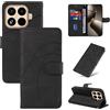 LACAE Cover a Libro per Xiaomi 17T Pro | Custodia Flip in Pelle PU, Porta Carte, Chiusura Magnetica, Funzione Supporto, Case, Black