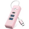 ORICO USB C Hub, ORICO 3 porte USB 3.0 Adattatore con 2 USB A, 1 Tipo C per laptop, tablet, con cavo 0.15m, Sdoppiatore USB compatibile con Mac OS 10.X e versioni successive, Linux, Android,Rosa