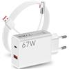 ACAGET 67W Caricatore Rapido con Cavo USB C 1M per Xiaomi 17T 15T 14 13 | 67W +45W PD Adattatore Caricatore con Cavo USB C 90 Gradi per Redmi Note 17 15 14 13 12 Pro,per Xiaomi POCO X7 X6 M6 F5 Pro