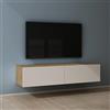 Mai & Mai Mobile TV 140x40,2x30cm, Marrone chiaro+Bianco opaco | Mobile TV per Televisore, Armadietto per TV Basso Soft-close con Ante per Soggiorno, Camera da Letto Fernsehschrank02