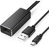 XTVTX Adattatore Ethernet Per Fire TV Stick, da USB a RJ45 10/100Mbps, LAN Per Chromecast Con Attacco Micro USB e Cavo di Alimentazione