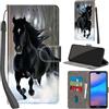 PHINIENLAND Cover per Huawei P20 Lite custodia portafoglio Cavallo nero | 3 scomparti carte, 1 tasca banconote, Chiusura magnetica, Supporto, Pelle PU flip cover per Huawei P20 Lite