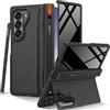 NINKI Custodia per Samsung Galaxy Z Fold 6 con supporto, schermo frontale antigraffio [S Pen Slot], cerniera per Samsung Galaxy Z Fold 6 Case con Privacy Screen Protector Nero
