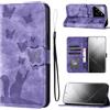 LSPCASA Custodia Per Xiaomi 14 Pro Materiale In Pelle PU Premium Cover Xiaomi 14 Pro Con Slot Per Schede Reticolo Della Farfalla Del Gatto Custodia Xiaomi 14 Pro Viola