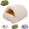 Eqvexd Letto per Gatti e Cani Piccoli in Velluto a Coste, Cuccia Grotta 2 in 1 | Cuccia morbida apribile o chiusa a grotta per gatti e cani piccoli, ideale per relax indoor(Beige,Small)