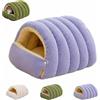 Eqvexd Letto per Gatti e Cani Piccoli in Velluto a Coste, Cuccia Grotta 2 in 1 | Cuccia morbida apribile o chiusa a grotta per gatti e cani piccoli, ideale per relax indoor(Purple,Large)