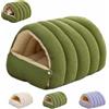 Eqvexd Letto per Gatti e Cani Piccoli in Velluto a Coste, Cuccia Grotta 2 in 1 | Cuccia morbida apribile o chiusa a grotta per gatti e cani piccoli, ideale per relax indoor(Green,Small)