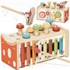Lehoo Castle Montessori Giocattolo a partire da 1 anno, gioco martello a | Xilofono, ingranaggi, giocattolo motorico, contenitore per due bacchette, regalo per bambini dai 1 anno in su, motivo foresta