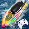 YOOHBERRYS Barca RC con Luce LED, Impermeabile Barca Radiocomandata per Bambini e Adulti, Motoscafo Telecomandato Veloce per Piscine e Laghi
