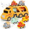Weinsamkeit Camion Macchinine per Bambini 3-5 Anni, 5 in 1 Giocattolo Con Suoni e Luci, 4 Mini Cars, Regalo per Bambini