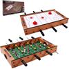 GYMAX 2 in 1 Calcio Balilla, Biliardino e Hockey da Tavolo, Calcio da Tavolo Divertente, Mini Calcio Balilla con 6 Aste, di Legno, 69x36x10 cm