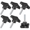 M METERXITY 6-Pack Manopole A Stella Filettatura Maschio M8x40mm 70mm Nero | Vite A Serraggio Manuale, Per Macchinari/Elettronica/Mobili/Base Ombrellone, Sostituzione Maniglia Macchina