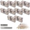 Generico Set da 10 Cilindri per Serrature in Ottone 30/35mm, Cilindro a Doppia Serratura, Chiave Unica, Chiavi e Viti Incluse, Facili da Montare, per Porte e Garage, Lunghezza 65mm