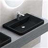 doporro Lavabo da Appoggio 90x48x14,5 cm per Bagno, Lavamani Soprapiano | Lavandino per Bagno in Minerale Fuso, Colore Nero, Finitura Opaca, Installazione da Tavolo, Montaggio su Piano