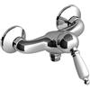 Yellowshop - Miscelatore bagno completo rubinetteria RETRO vintage leva pomo bianco lavabo bidet vasca e doccia incasso esterno in ottone cromato flessibile inox Made in italy (Doccia esterno)