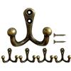 Mokife Ganci Appendiabiti Vintage Bronzo, 5 Pezzi Doppi Attaccapanni da Muro Anticato Metallo Gancio Rustici Ganci Appendi Cappotto per Vestiti, Vestaglia, Asciugamano, Cappello, Chiave