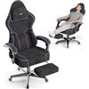 Lointain Sedia Gamer con Massaggio Lombare e Poggiapiedi, Nero-Viola | Sedia Gamer con Massaggio Lombare, Poggiapiedi, Schienale Reclinabile 160°, Seduta da 52 cm e Poggiatesta per Più Comfort