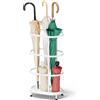 Invech Portaombrelli per ingresso, grande portaombrelli in metallo, 17,50 x 27,4 x 54,20 cm, con piedini regolabili, decorativo, autoportante, ellittico, traforato, per casa e ufficio, bianco