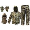 BEAHING Set Ghillie da 3 Pezzi, Poncho Mimetico con Foglie 3D con Cappello e Guanti, Tuta Traspirante per Caccia e Birdwatching