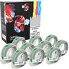 PRESTIGE CARTRIDGE 10 Compatibili Rotoli S0898160 bianco su verde 9mm x 3m Nastri a rilievo (plastica, autoadesive) per DYMO 3D Omega e Junior Goffratura macchina