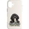 Socks Go Missing I Know Nothing Dog Humo Custodia per iPhone 16 Plus Divertente calzino ladro cane nero scarabocchio proprietario umorismo