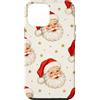 Cute Christmas & Cozy Winter Xmas Patter Custodia per iPhone 12 mini Cappello di Babbo Natale rosso vintage panna retrò Natale
