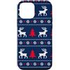 Cute Christmas & Cozy Winter Xmas Patter Custodia per iPhone 12 mini Albero di renna nordico blu navy rosso bianco brutto Natale