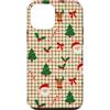 Cute Christmas & Cozy Winter Xmas Patter Custodia per iPhone 12 mini Rosso Verde Crema Tartan Gingham Santa Renna Natale Natale