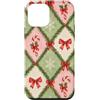 Cute Christmas & Cozy Winter Xmas Patter Custodia per iPhone 12 mini Fiocco di bastoncini di zucchero rosa verde salvia a rombi natalizi da ragazza