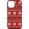 Cute Christmas & Cozy Winter Xmas Patter Custodia per iPhone 12 mini Albero di Natale rosso bianco nordico fiocco di neve brutto Natale