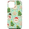 Cute Christmas & Cozy Winter Xmas Patter Custodia per iPhone 12 mini Menta Verde Rosa Zucchero Biscotto Babbo Natale Pupazzo