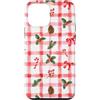 Cute Christmas & Cozy Winter Xmas Patter Custodia per iPhone 12 mini Fiocco natalizio a quadretti, rosa e rosso, con fiocco a quadretti, per ragazze