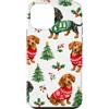 Cute Christmas & Cozy Winter Xmas Patter Custodia per iPhone 12 mini Maglione rosso verde bassotto albero agrifoglio cane Natale Natale