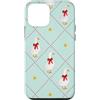 Cute Christmas & Cozy Winter Xmas Patter Custodia per iPhone 12 mini Fiocco a reticolo d'oca rosso menta verde acqua per Natale