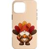 Thanksgiving Decor and Accessories Custodia per iPhone 16 Pro Max Adorabile gnomo del Ringraziamento in Turchia Costume Design