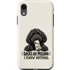 Socks Go Missing I Know Nothing Dog Humo Custodia per iPhone XR Divertente calzino ladro cane nero scarabocchio proprietario umorismo