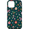 Cute Christmas & Cozy Winter Xmas Patter Custodia per iPhone 12 mini Motivo natalizio con bastoncini di zucchero a forma di stella retrò, colore: rosa foglia