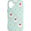 Cute Christmas & Cozy Winter Xmas Patter Custodia per iPhone 16 Plus Fiocco a reticolo d'oca rosso menta verde acqua per Natale