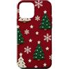 Cute Christmas & Cozy Winter Xmas Patter Custodia per iPhone 12 mini Cranberry Red Pine Tree Avorio Fiocco di neve Natale Natale