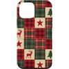 Cute Christmas & Cozy Winter Xmas Patter Custodia per iPhone 12 mini Rosso Verde Beige Plaid Rustico Patchwork Natale Natale