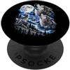 Wolf Moonlight Forest Spirit Majestic Lupo Ululante Luna Stella Stellata Wilderness PopSockets PopGrip Adesivo