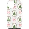 Cute Christmas & Cozy Winter Xmas Patter Custodia per iPhone 12 mini Ghirlanda natalizia per albero di Natale, colore verde salvia, rosa, per ragazze