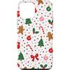Cute Christmas & Cozy Winter Xmas Patter Custodia per iPhone 12 mini Calza natalizia con coriandoli rossi e verdi a pois di pan di zenzero