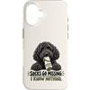 Socks Go Missing I Know Nothing Dog Humo Custodia per iPhone 16 Divertente calzino ladro cane nero scarabocchio proprietario umorismo