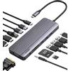 Anker Innovations Hub USB-C 14-in-1 a triplo display 100W Max Power Delivery 5 Gbit/s USB-A (A83890A1)