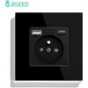 BSEED Presa a muro singola standard francese Doppia presa di alimentazione Porta di ricarica USB tipo C Prese Pannello in cristallo 16A 110 V-250 V