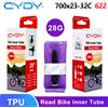 CYDY Camera d'aria interna in TPU CYDY 700C per bici, valvola francese SV 45/65/85mm, per pneumatici 700x23C 25C 28C 30C 32C, ultraleggera 28g