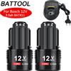 BATTOOL Batteria Ricaricabile Li-ion 12V 3000mAh per BOSCH BAT412A BAT413A D-70745GOP 2607336013 2607336014 PS20-2 Set di Ricarica Batteria