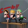 Bandai 15 cm One Piece Rufy Figure Tre Capitani Sanji Scimmia D Rufy Roronoa Zoro Action Figure Il Trio Affamato PVC Anime Modello Giocattoli