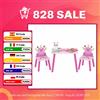 HOMCOM Set Tavolo e 2 Sedie per Bambini 3 Pezzi, Piedi Solidi, Tavolo per Bambini con Sedia e Motivo a Corona per Ragazze